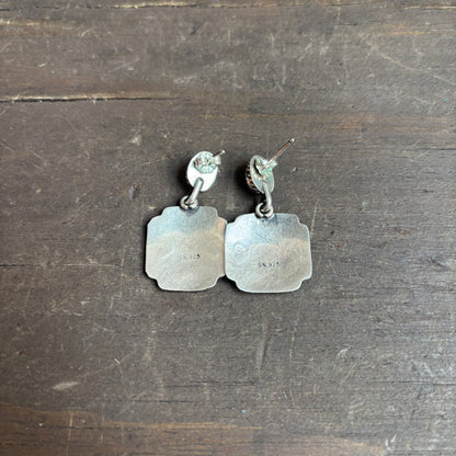 Sterling Silver Stamped Turquoise Earrings