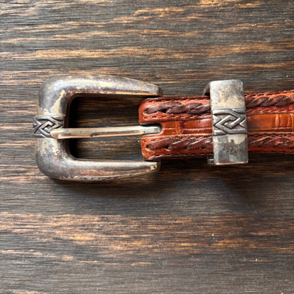 Brown Leather Belt with Metal Tip