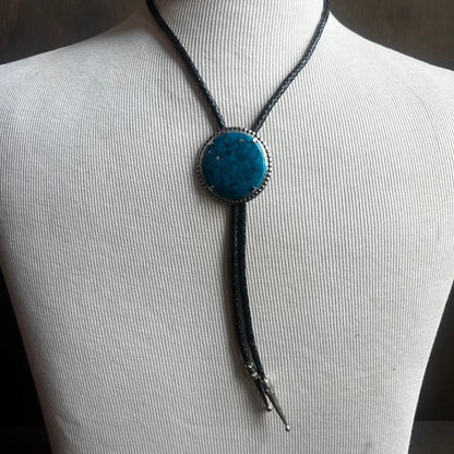 Faux Turquoise Circle Bolo Tie