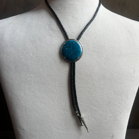 Faux Turquoise Circle Bolo Tie