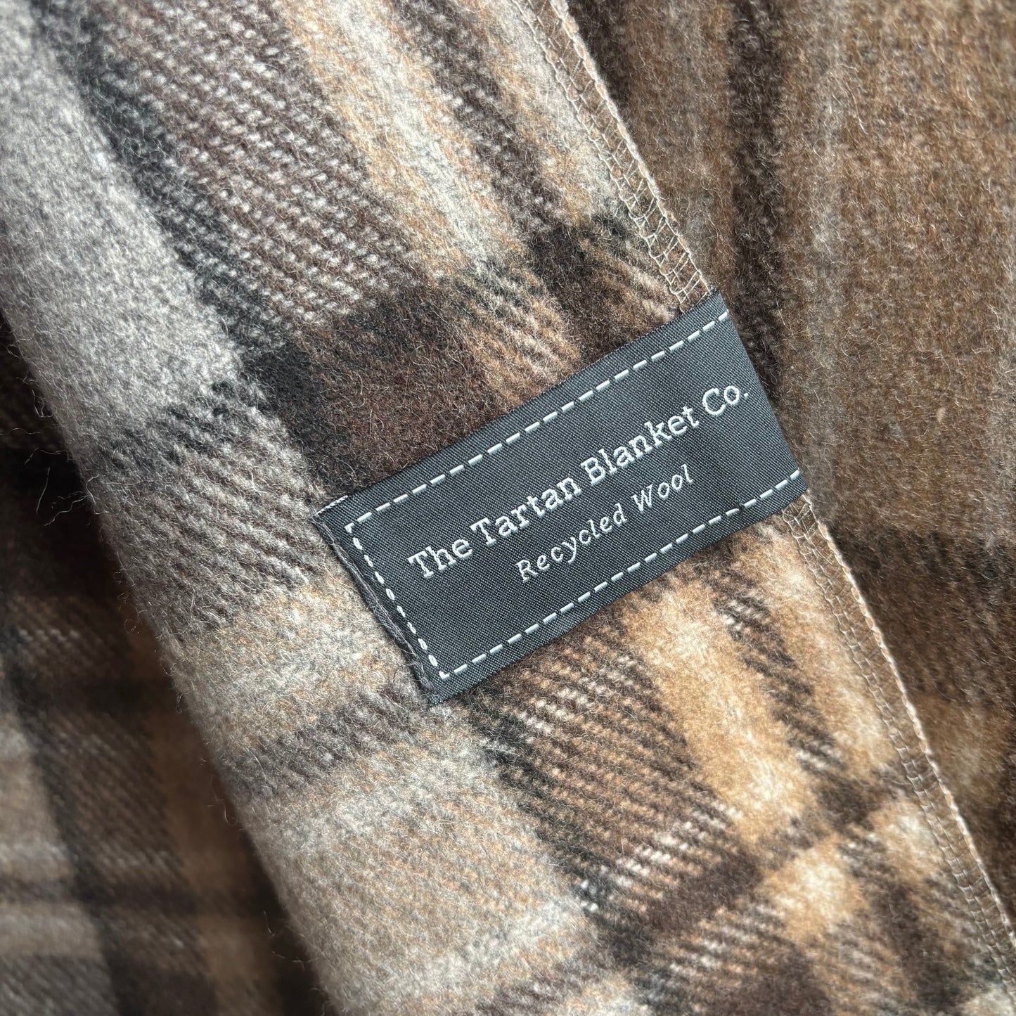 Grey Recycled Wool Tartan Blanket
