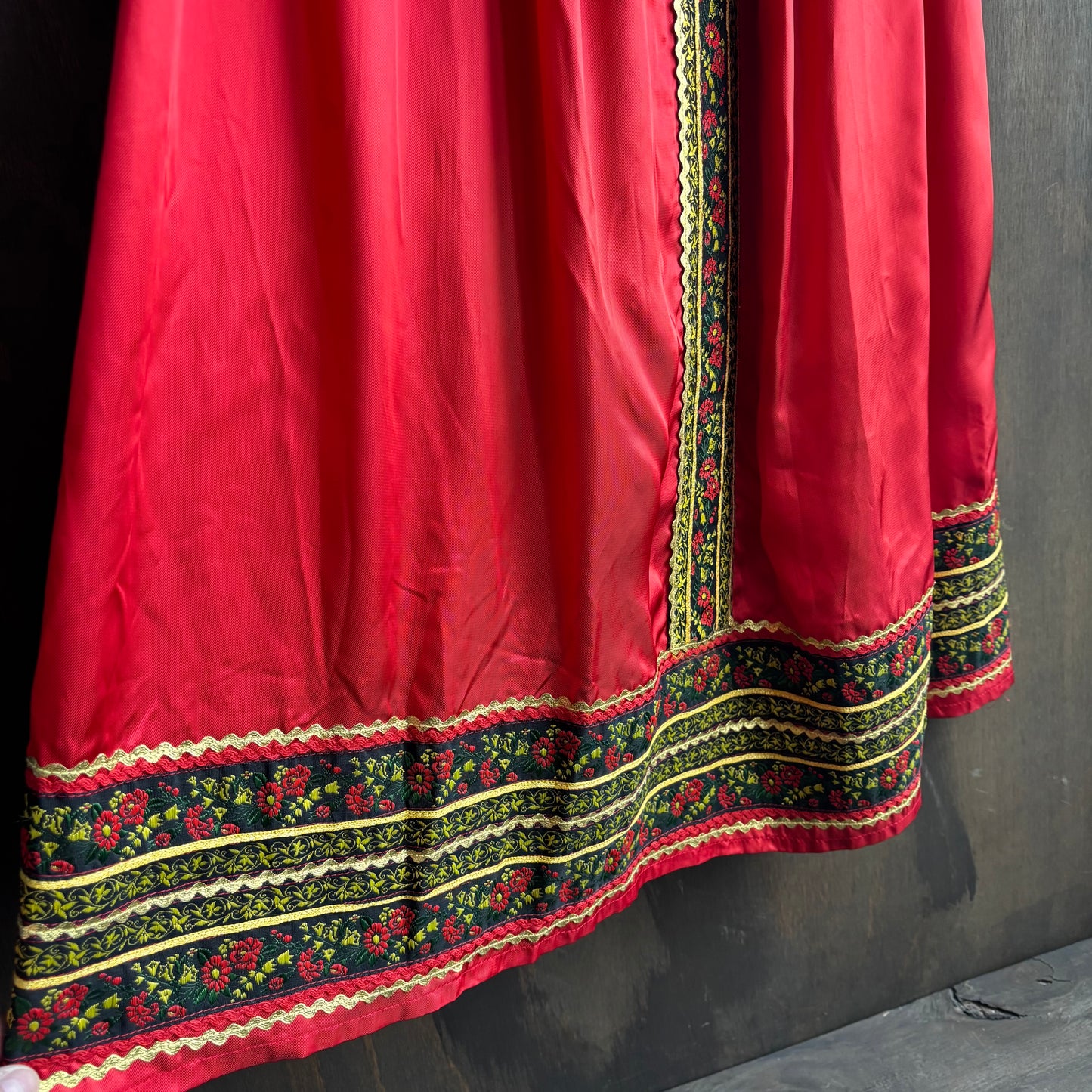 Red Sleeveless Dress with Ornate Trim