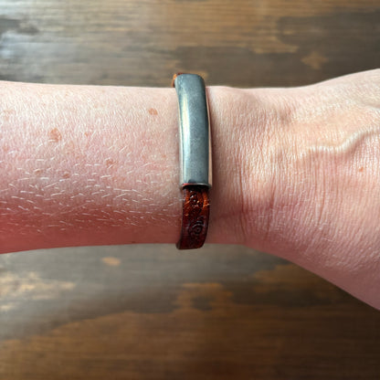 Tooled Leather and Metal Bracelet