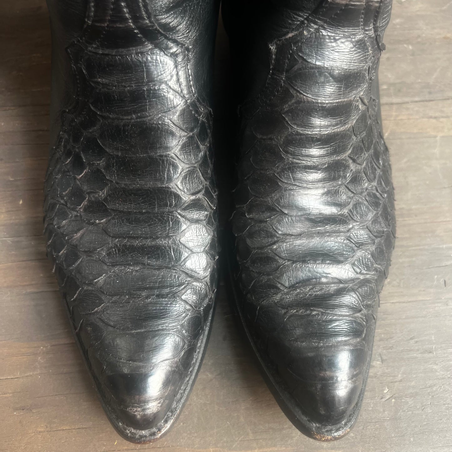 Larry Mahan Black Leather and Alligator Boots