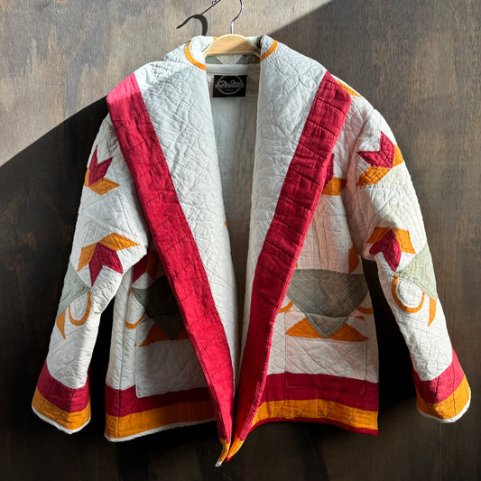 Vintage Red and Orange Quilt Coat