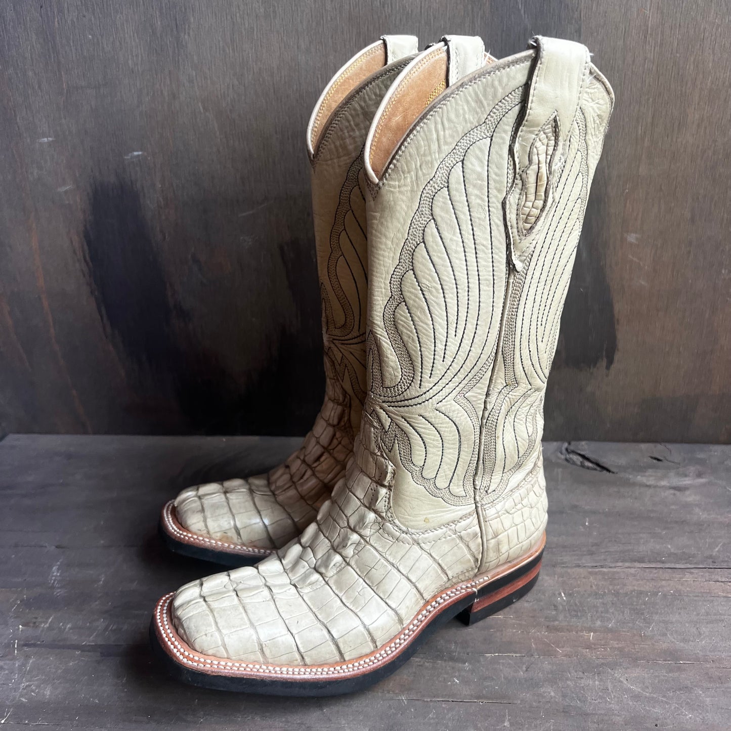 Custom Made Cream Alligator Boots