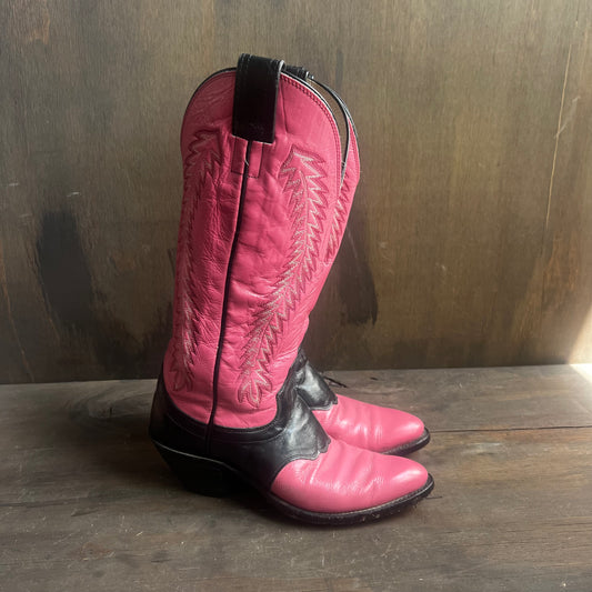 Olathe Pink and Black Leather Boots