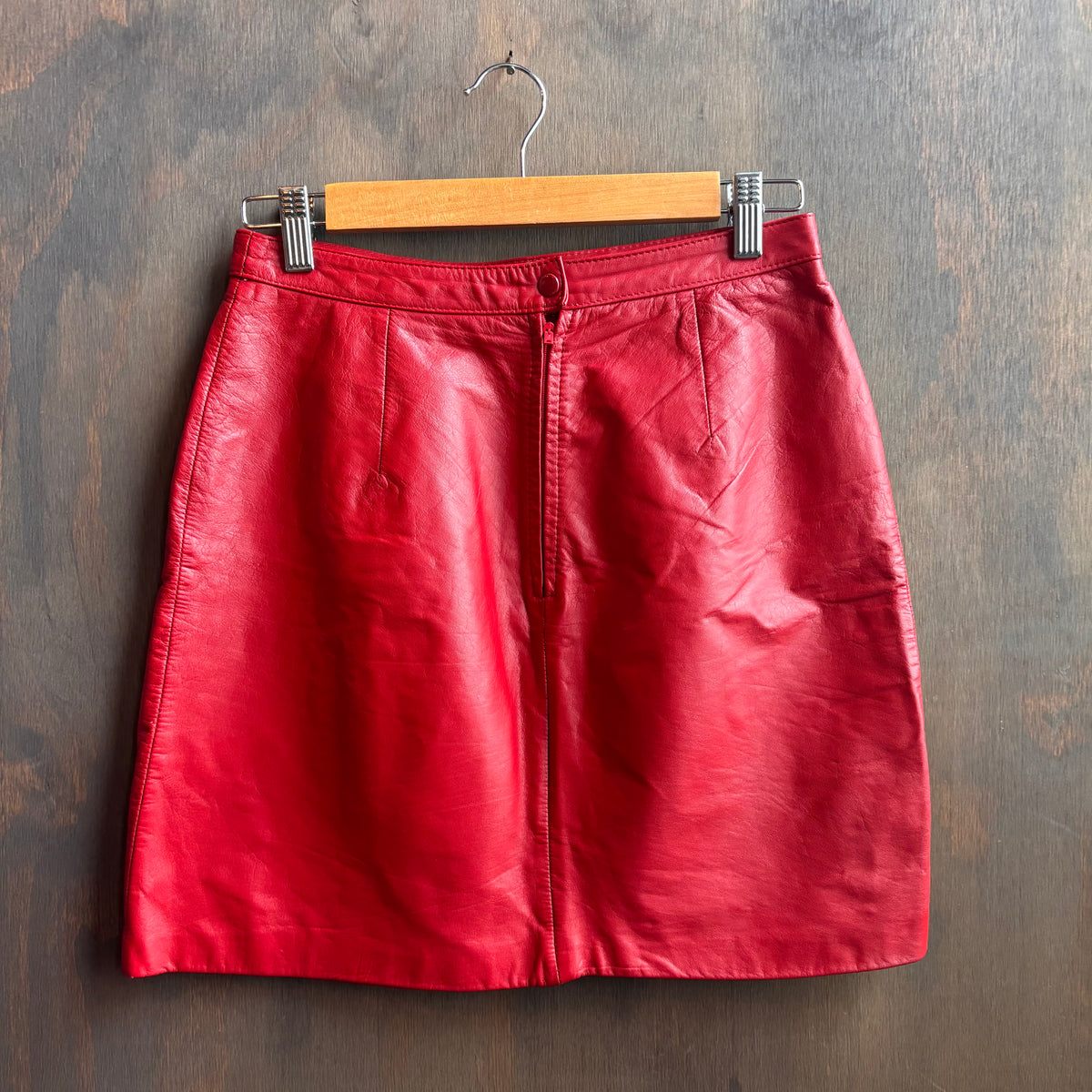 Vintage Red Leather Skirt