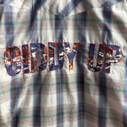 Custom "Giddy Up" Plaid Pearl Snap