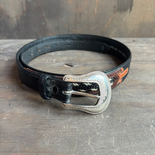 Two-Tone Leather Horsehair Belt