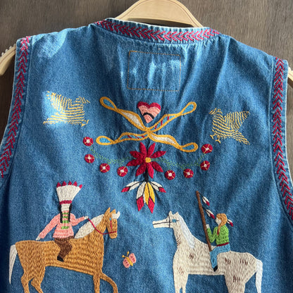 Double D Ranch Wear Denim Vest with South Western Designs