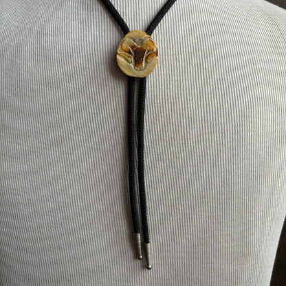 Wood Burn Ram Bolo on Black Tie