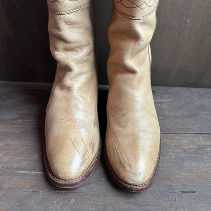 Vintage Beige Leather Boots
