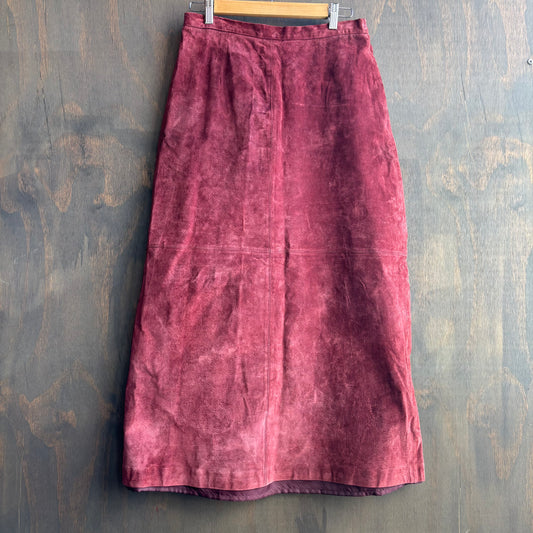 Red Leather Maxi Skirt