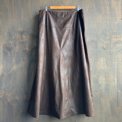 Brown Faux Suede Skirt