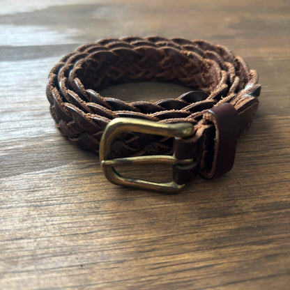 Kids Braided Brown Leather Belt