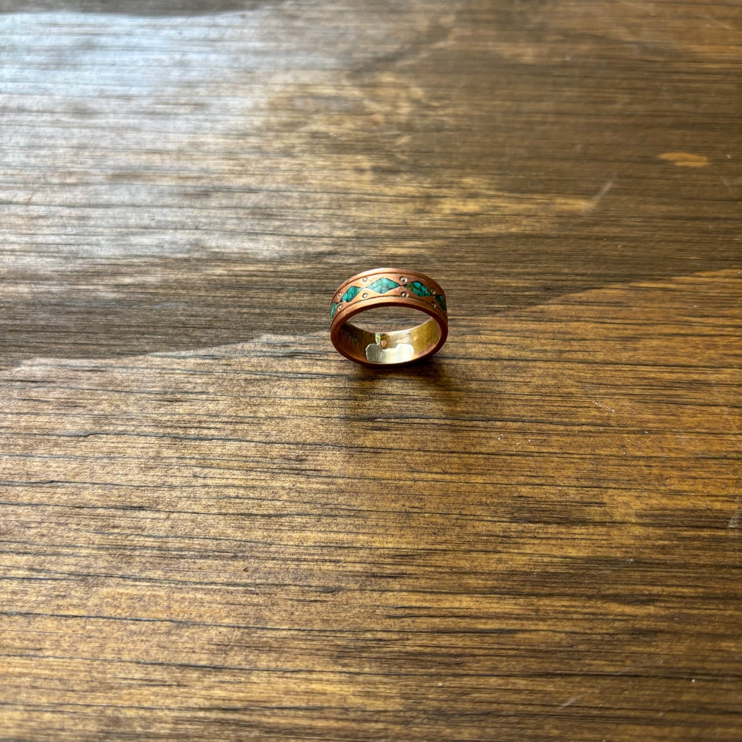 Copper Turquoise Chip Ring