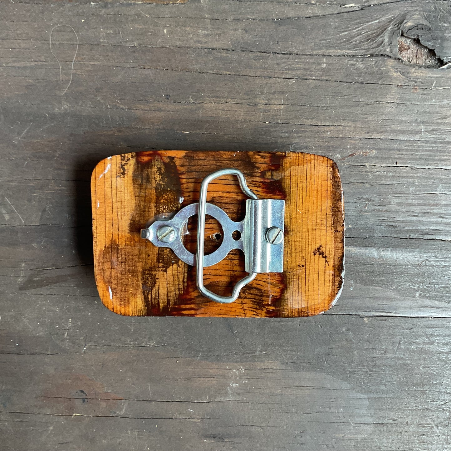 Wood and Turquoise Belt Buckle