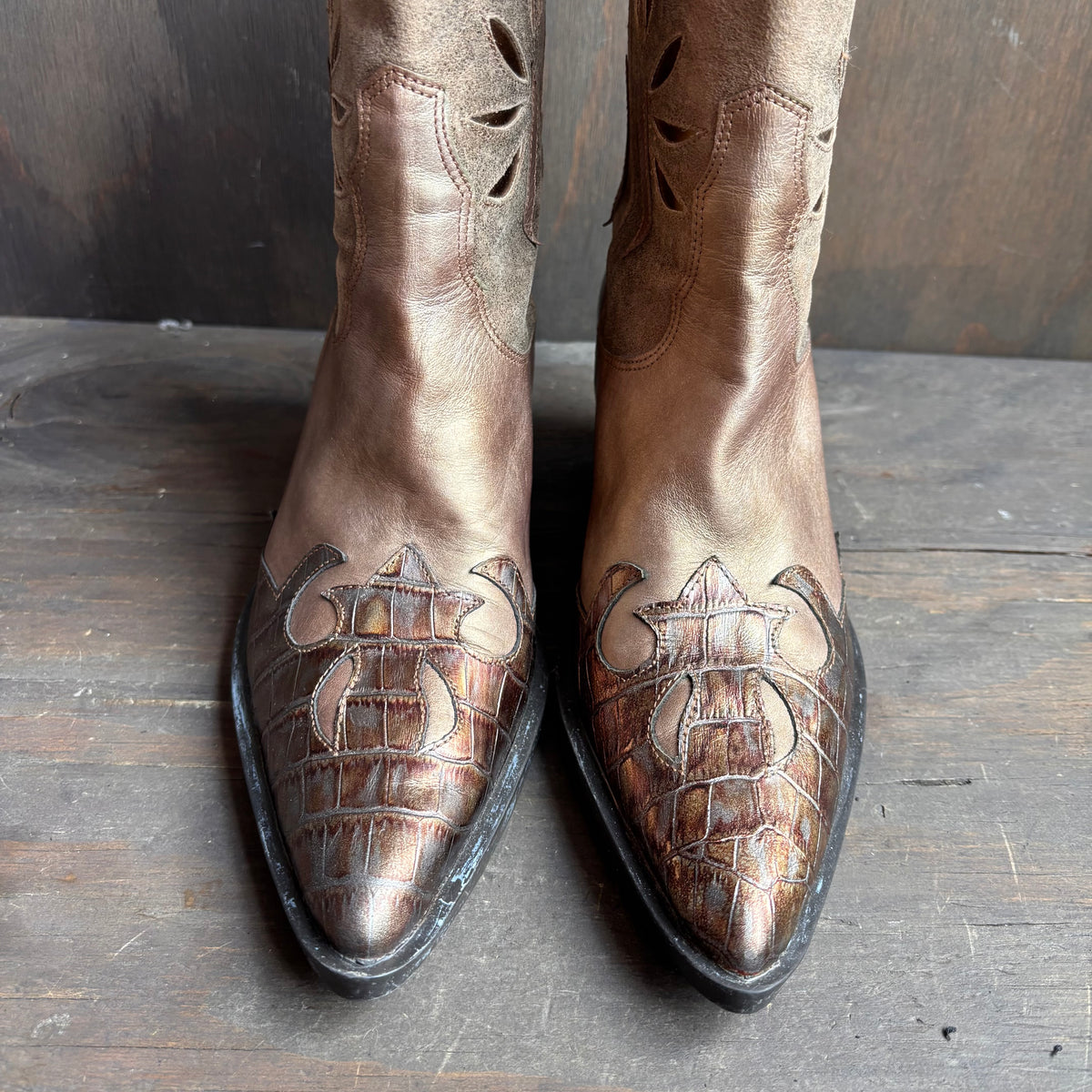 Two-Tone Cutout Boots