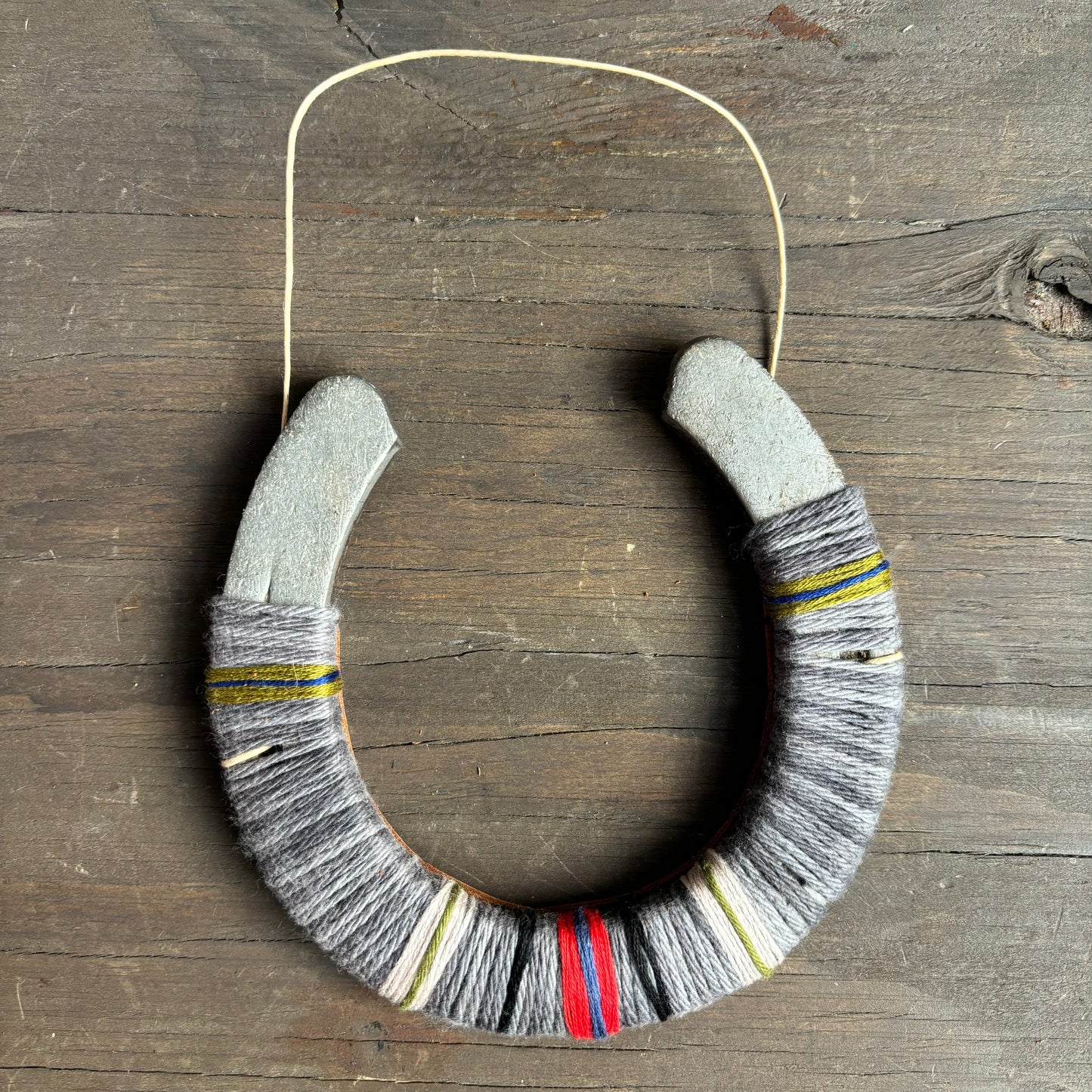 Dark Grey Thread Wrapped Hanging Horseshoe