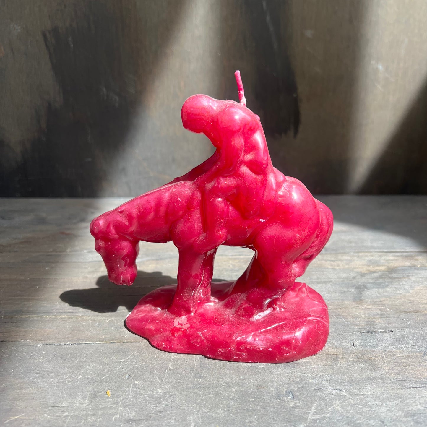 Man Riding Horse Red Wax Candle