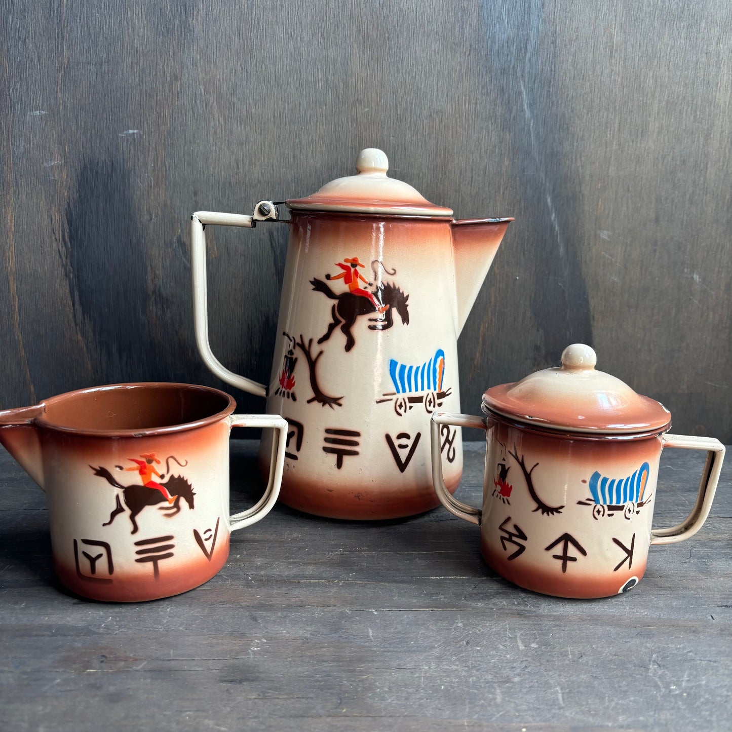 Vintage Enamelware Coffee Set