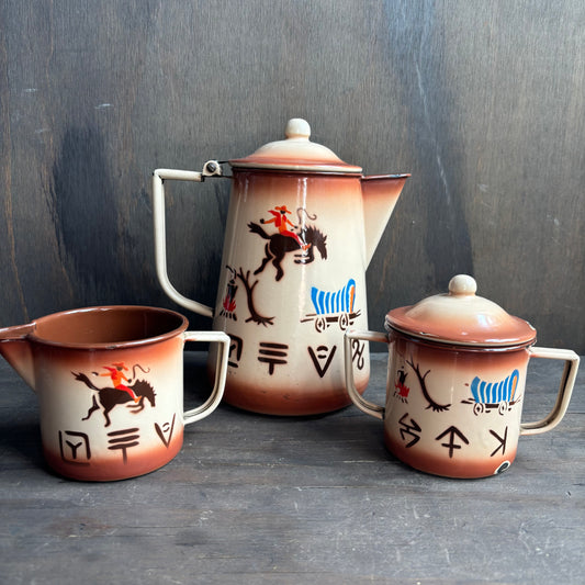 Vintage Enamelware Coffee Set