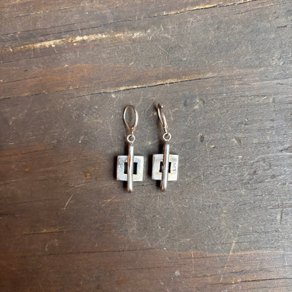 Vintage Sterling Silver Square Earrings