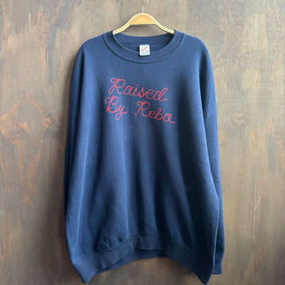 Custom Navy "Raised By Reba" Sweatshirt