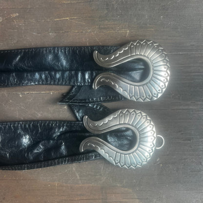 Black and Silver Western Belt