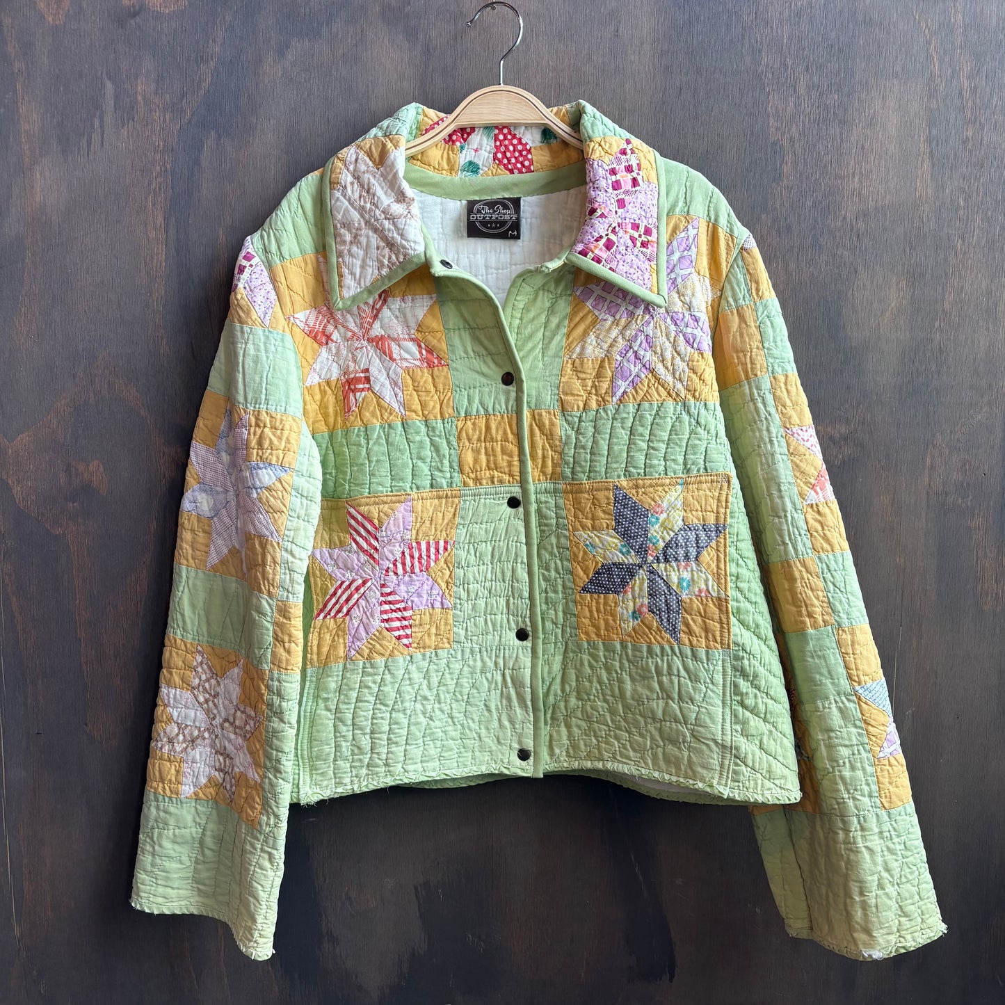 Vintage Yellow and Green Cropped Quilt Jacket