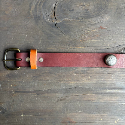 Brown Leather Belt with Conchos