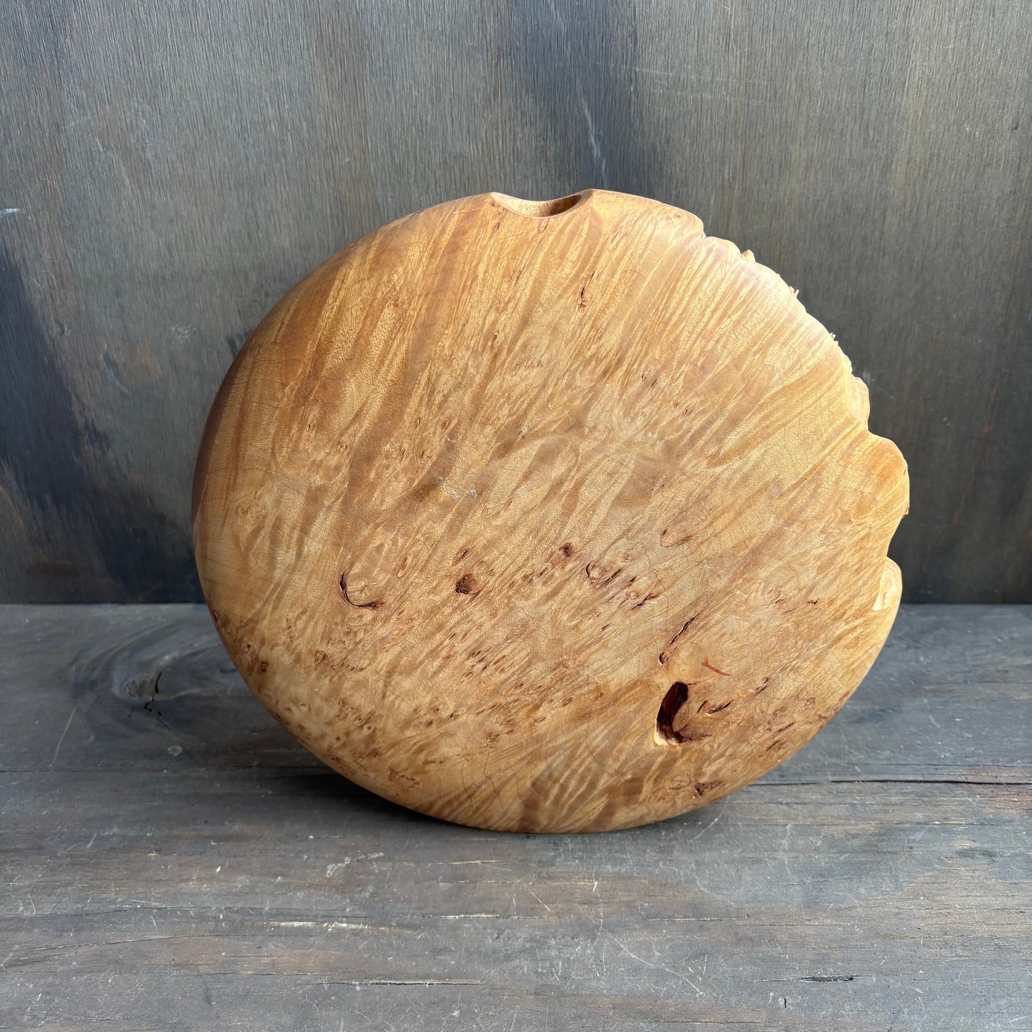 Burl Wood Circular Vase