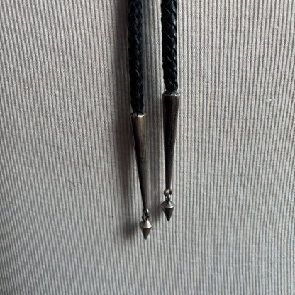 Chunky Turquoise Oval Bolo on Black Tie