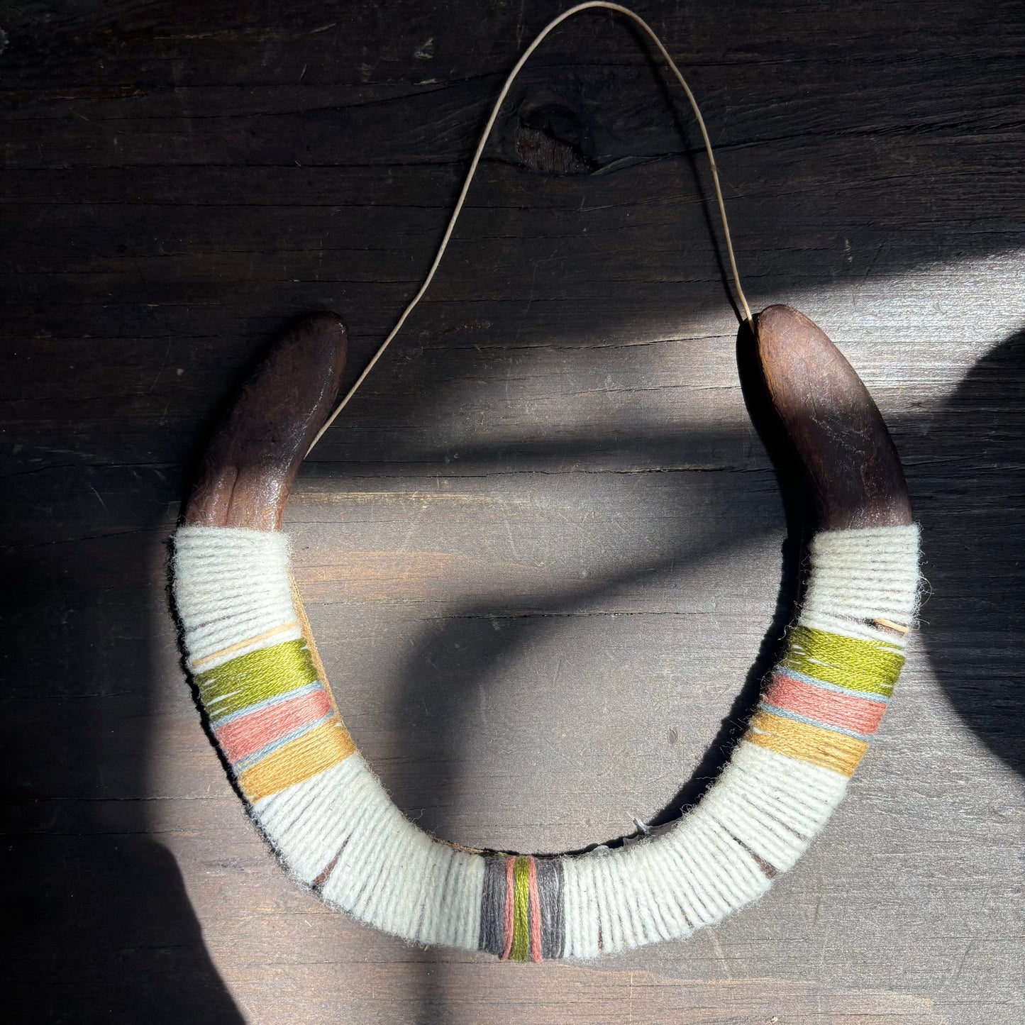 White Thread Wrapped Hanging Horseshoe