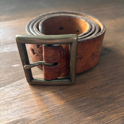 Vintage Brown Leather Belt with Cut-Outs