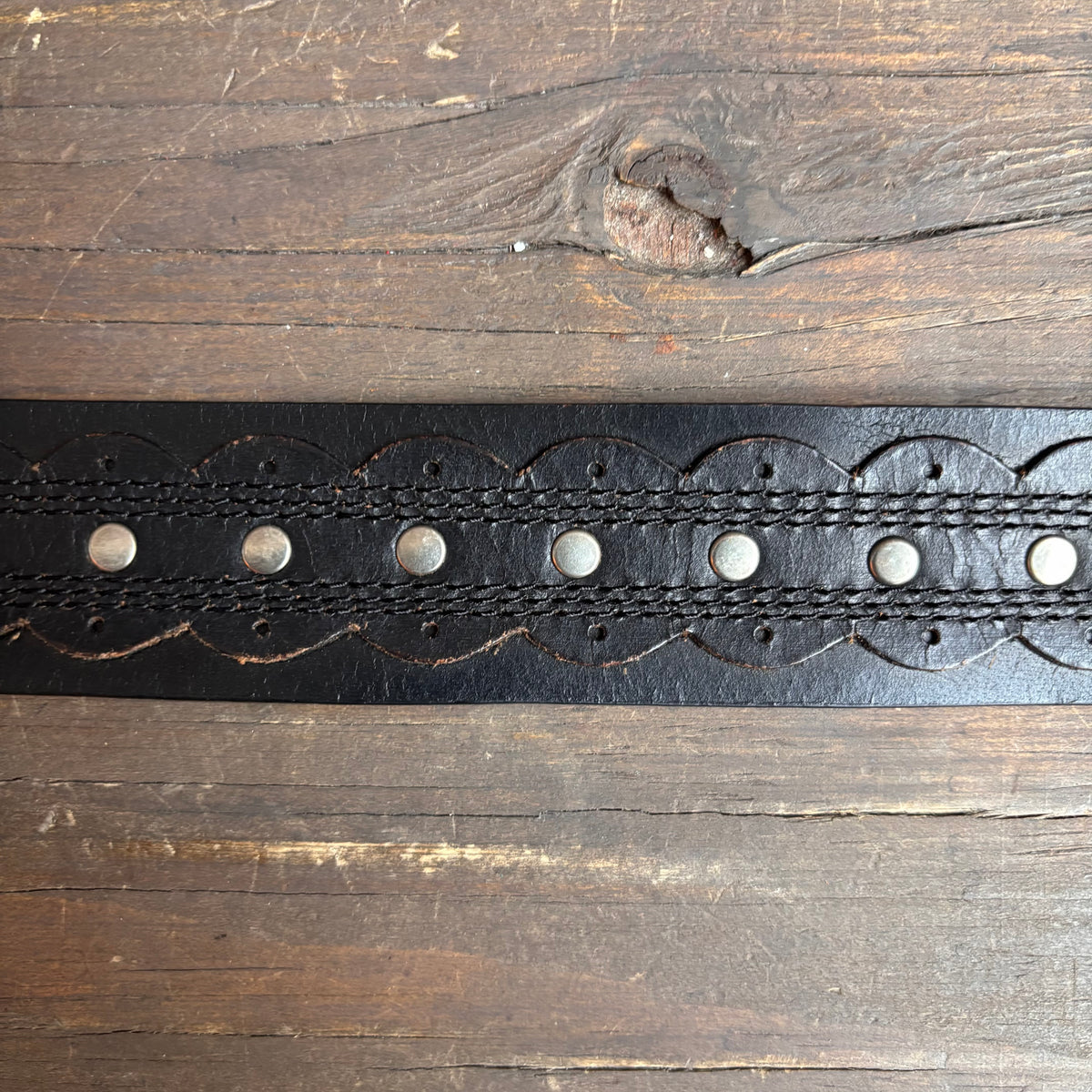Black Leather Studded Belt