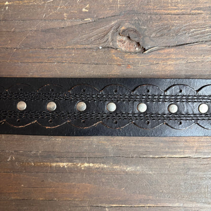 Black Leather Studded Belt