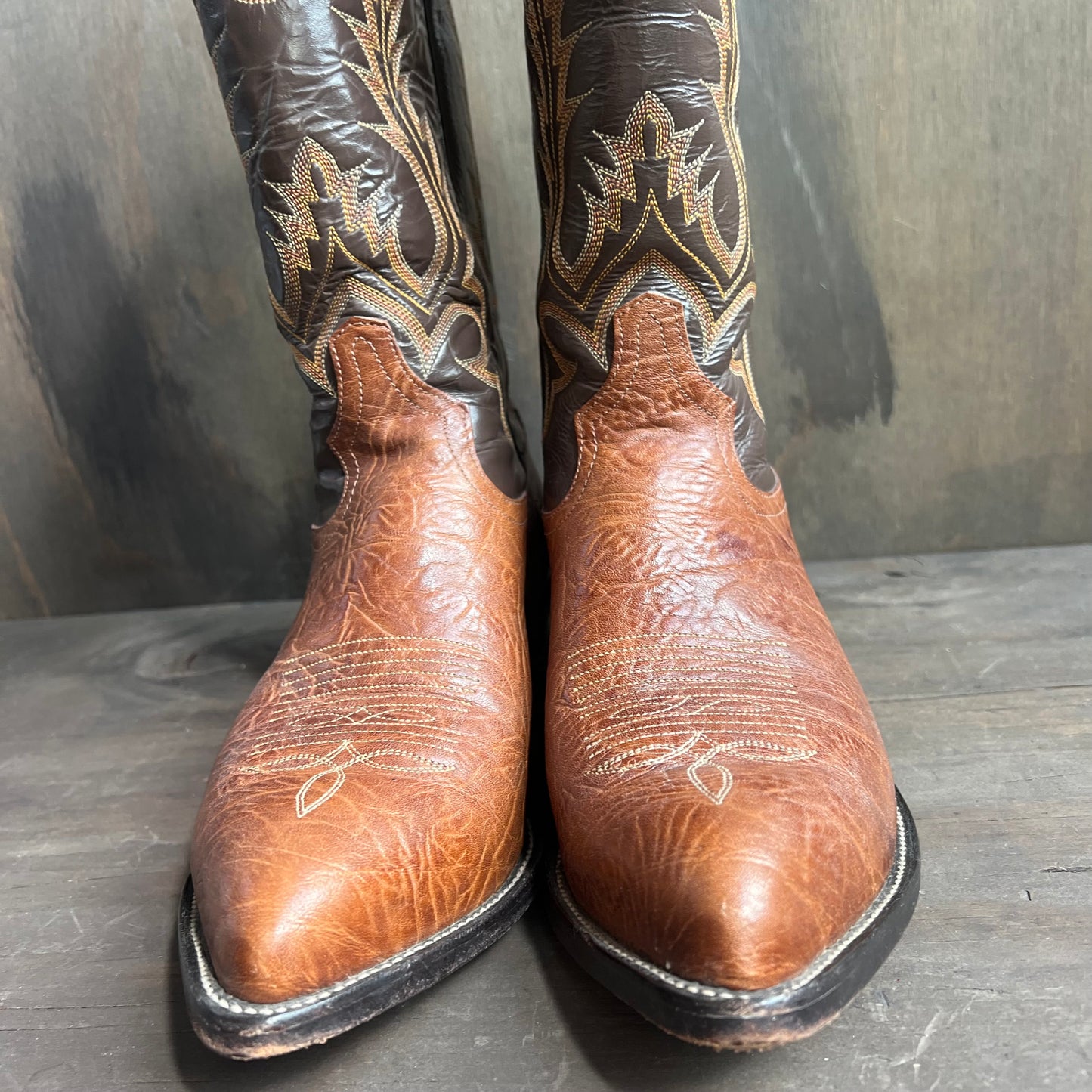 Tony Lama Two Tone Leather Cowboy Boots