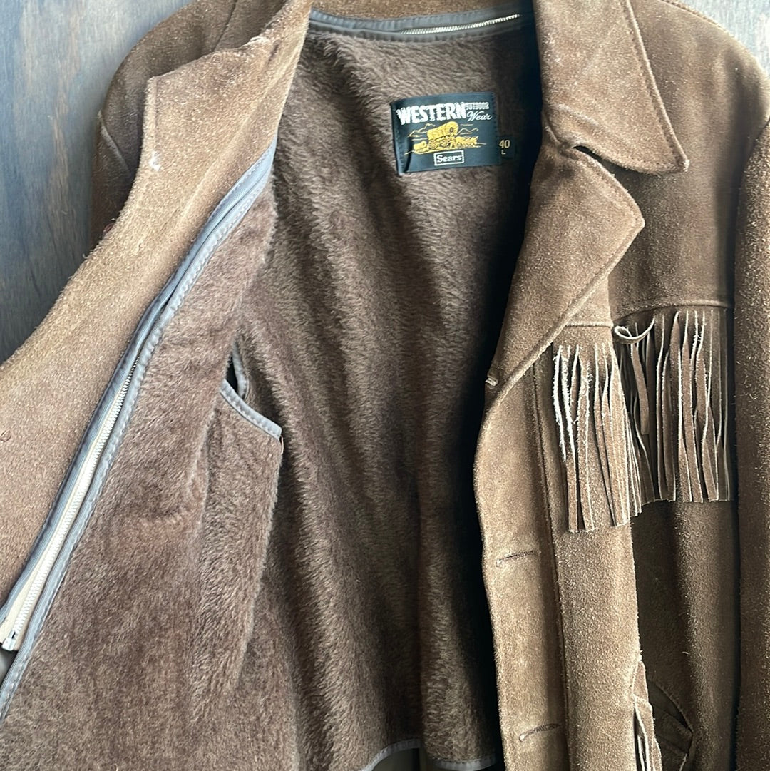 Vintage Sears Western Suede Fringe Coat