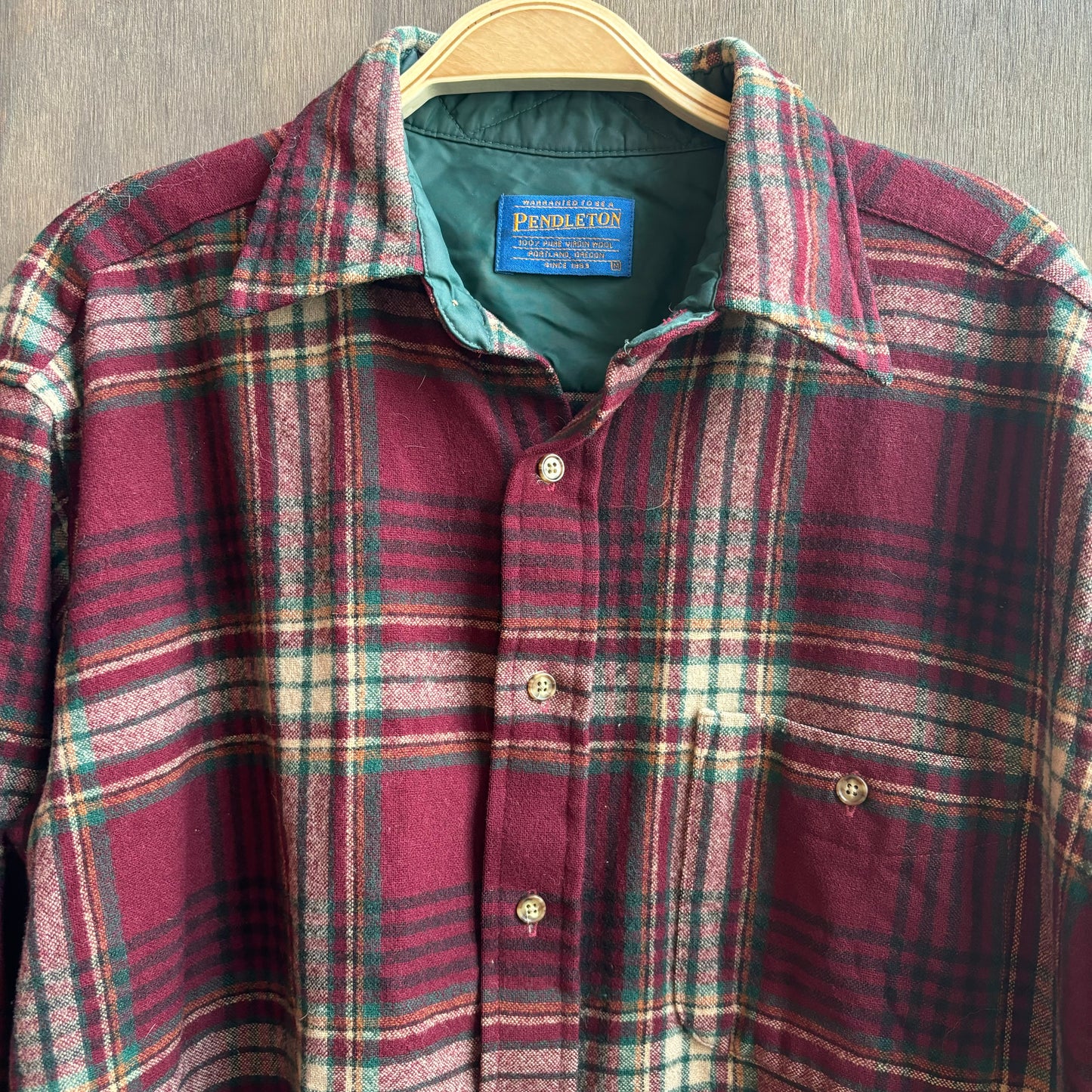 Pendleton Maroon Plaid Wool Shirt