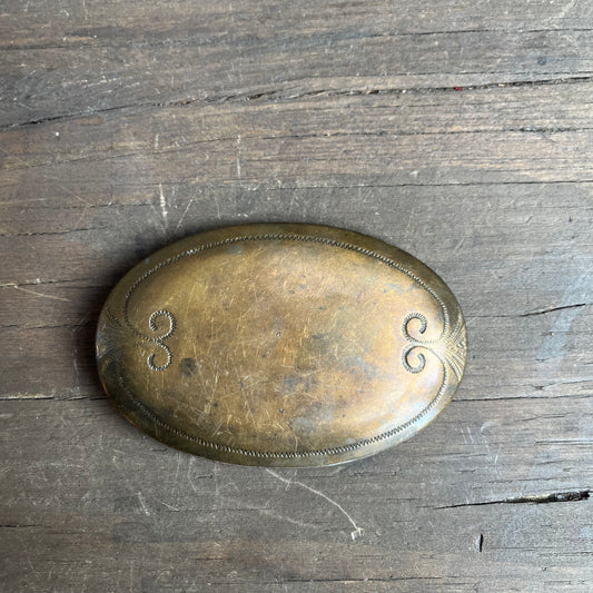 Brass tone belt buckle