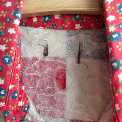 Vintage Red Floral Pearl Snap