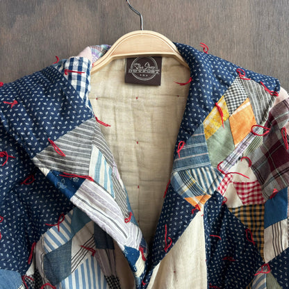 Vintage Blue Patchwork Quilt Coat