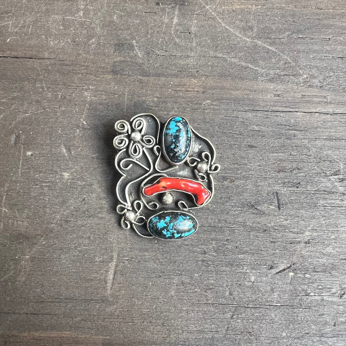 Vintage Silver Pin with Stones