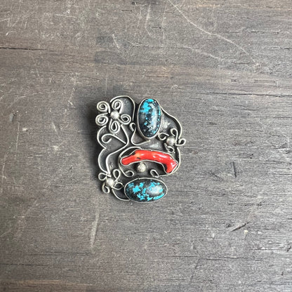 Vintage Silver Pin with Stones
