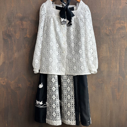 Vintage Black and White Lace Set