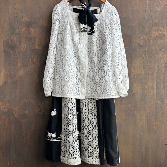 Vintage Black and White Lace Set