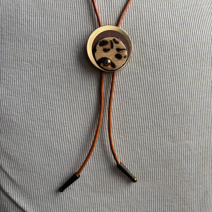 Cheetah Print Bolo on Tan Leather Tie
