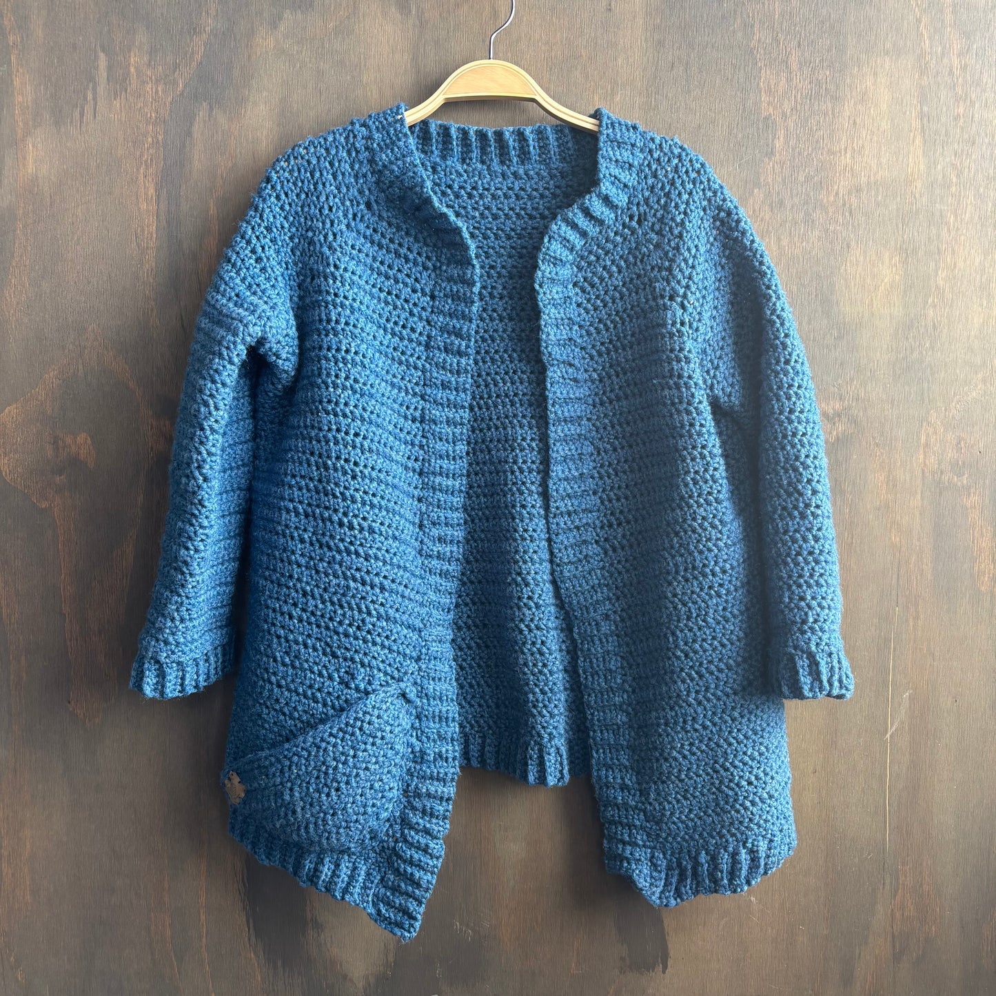 Handmade Blue Chunky Knit Cardigan